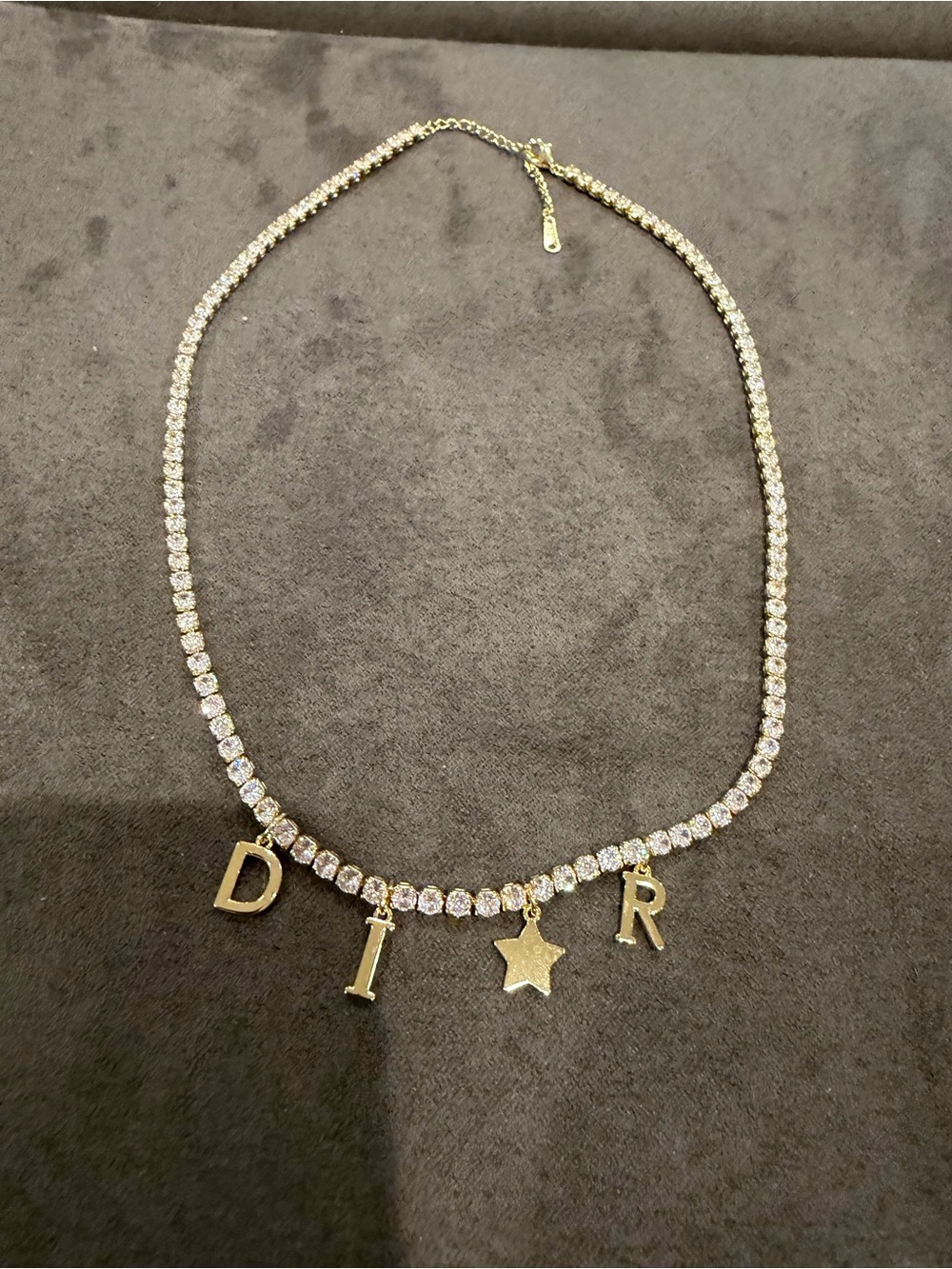 New designer inspired Gold-Tone Crystal Necklace with Letter & Star Pendants